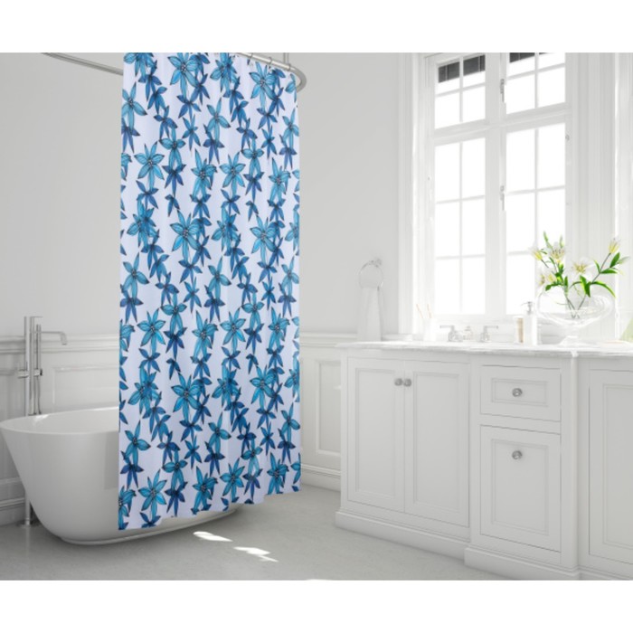 Штора для ванной комнаты Giardino, 180×200 см, цвет синий