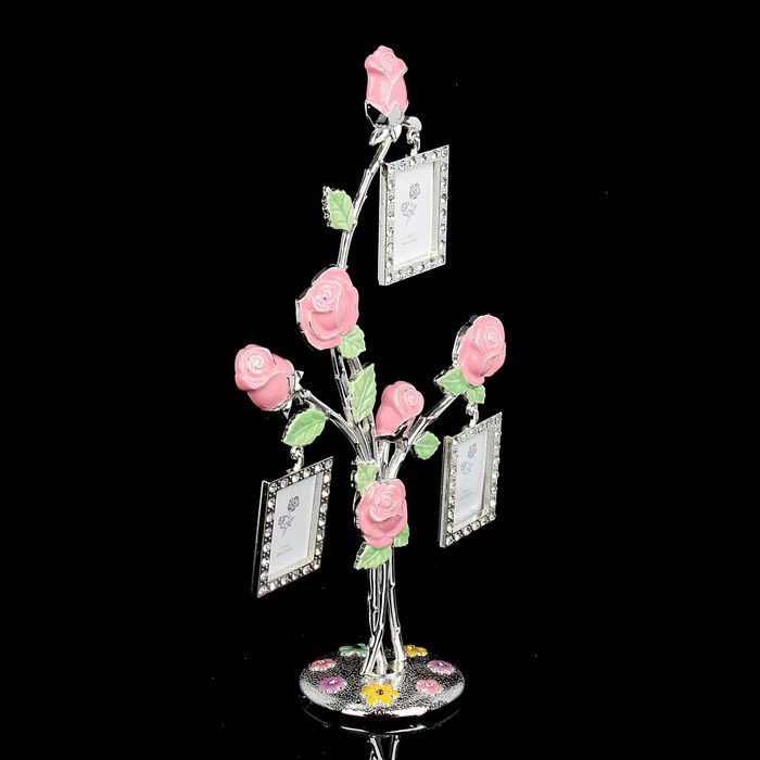 Фоторамка на 3 фото 4х5 см "Розовый куст"