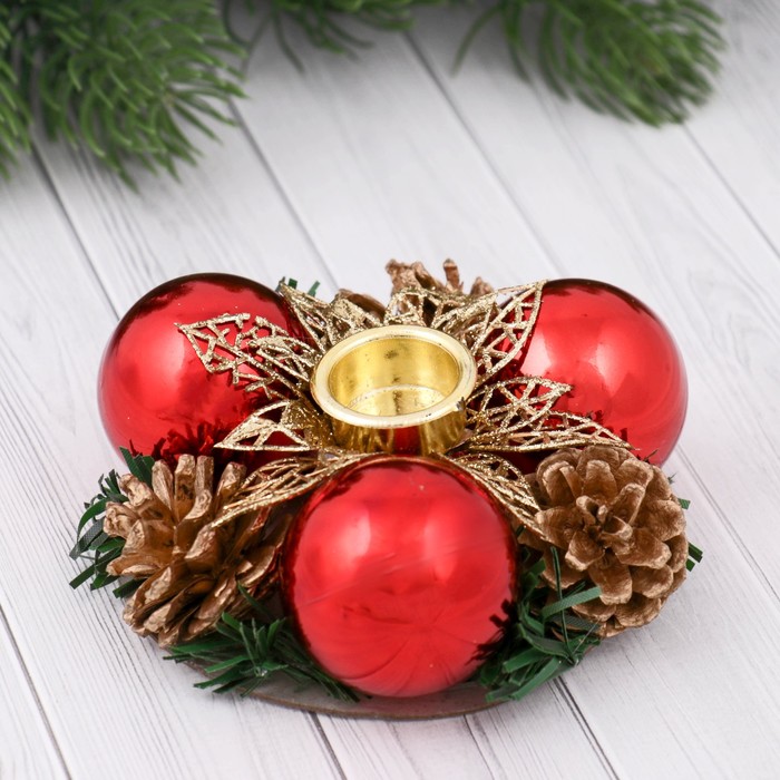 Подсвечник на одну свечу "Цветок резной" золото