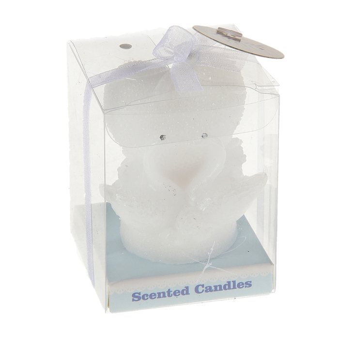 Свеча восковая "Лебеди на жемчужном сердце", цвет белый