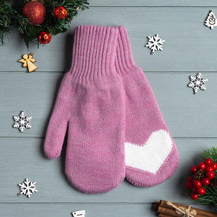 

Варежки KAFTAN "Сердце" цвет розовый, размер 19, акрил 70%, шерсть 30%