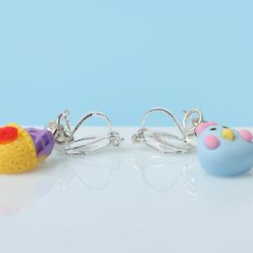 

Клипсы детские "Птичка и мороженка" страза, цвет голубо-жёлтый