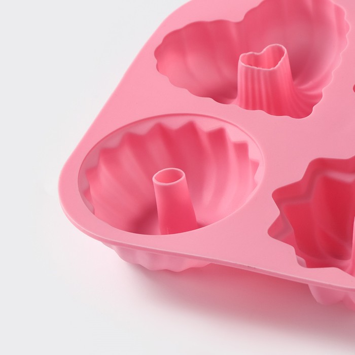 Форма для выпечки, 4 ячейки, 17х17 см "Немецкий кекс", цвета МИКС