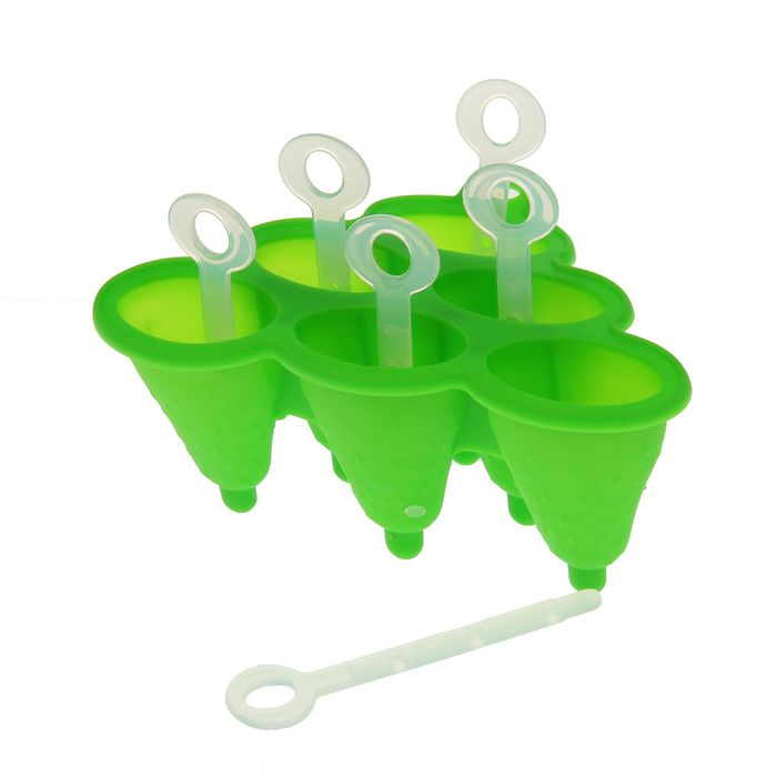 Форма для леденцов и мороженого, 6 ячеек, 19х1 см "Загадка", палочки в комплекте, цвета МИКС