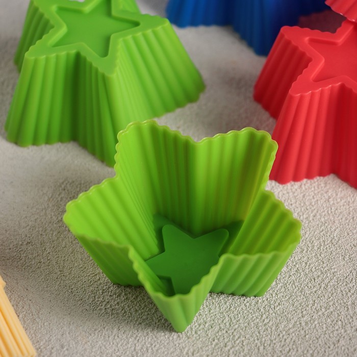 Набор форм для выпечки 7х7х3,5 см "Риб. Звезда", 6 шт, цвета МИКС