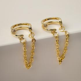 

Серьги "Каффы" две линии, цвет белый в золоте