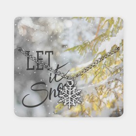 Кулон "Новогодний" let it snow, снежинка, цвет белый в серебре, 35 см