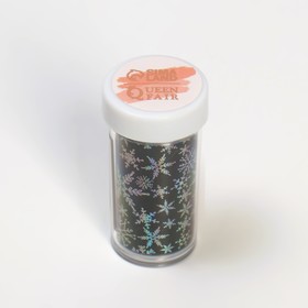 Переводная фольга для декора Снежинки, 4 x 50 см, в пластиковом футляре, голография