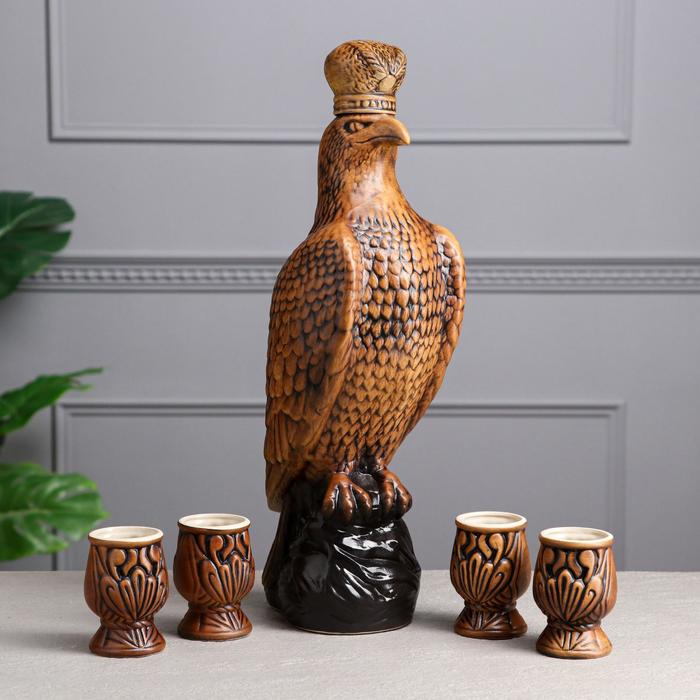 фото Набор винный "орел", 5 предметов, 2/0.1 л керамика ручной работы