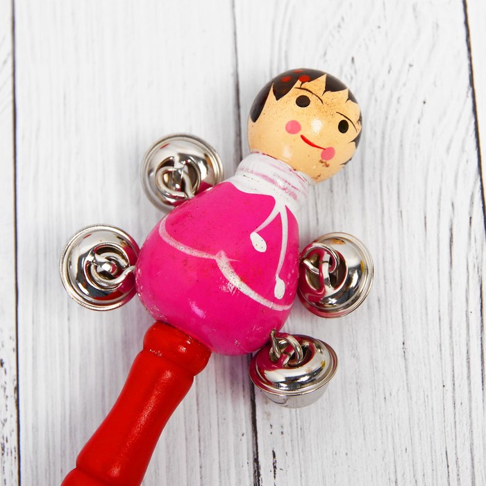 Погремушка с бубенцами "Матрёшка-зверюшка", цвета МИКС