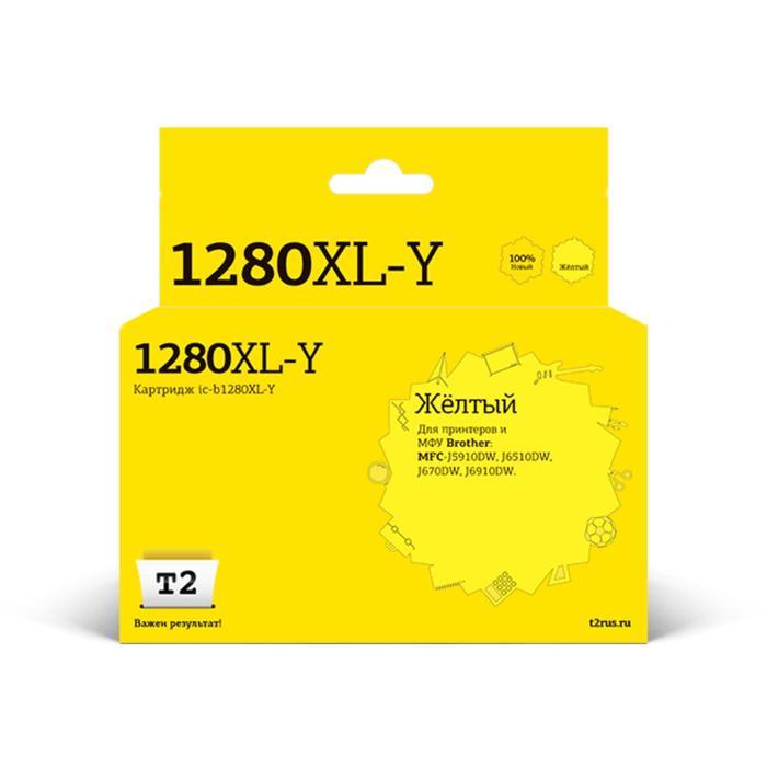 Картридж T2 IC-B1280XL-Y (MFC-J5910DW/J6510DW/J6710DW/J6910DW), для Brother, жёлтый 1set ink cartridge compatible brother lc1240 lc1280 for brother mfc j6510dw j6710 j6910dw j6710dw j430w j5910dw j625dw printer