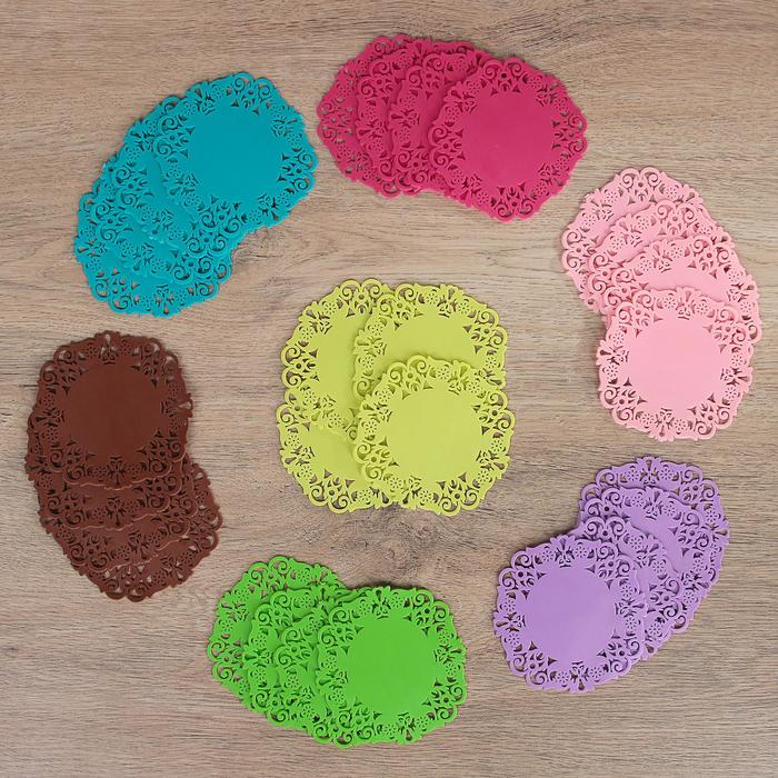 Набор подставок под горячее, 4 шт, 10 см "Чаепитие", цвета МИКС