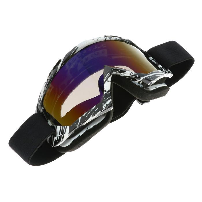 Очки-маска для езды на мототехнике, стекло сине-фиолетовый хамелеон, черно-белые, ОМ-18