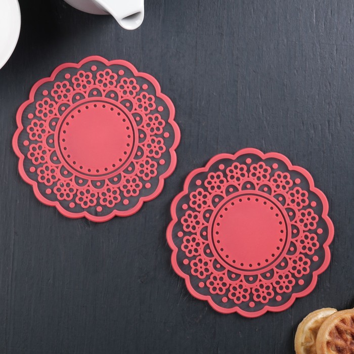 Набор подставок под горячее, 2 шт, 12 см "Авангард", цвета МИКС