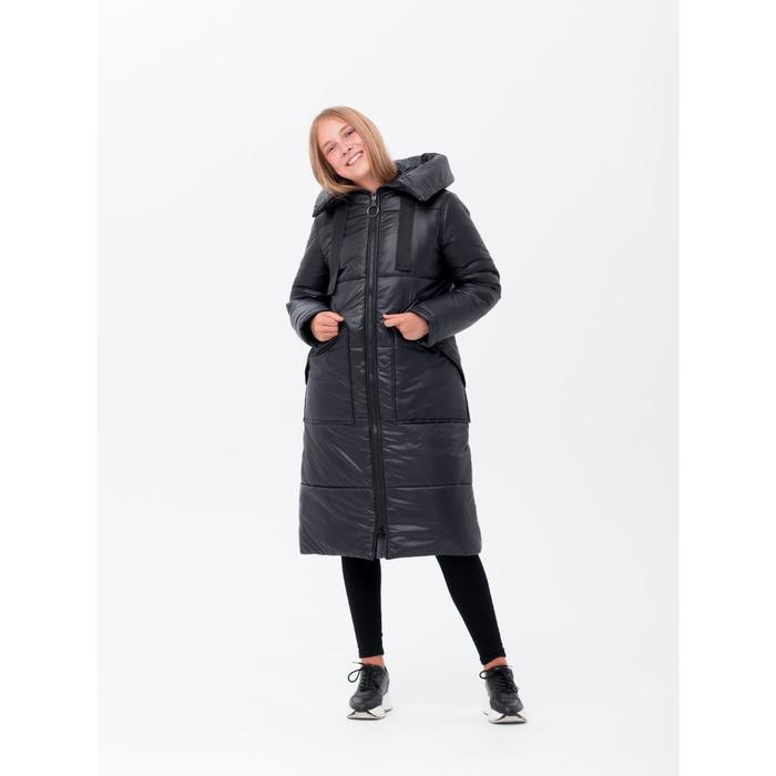 Пальто для девочки, рост 152 см, цвет чёрный