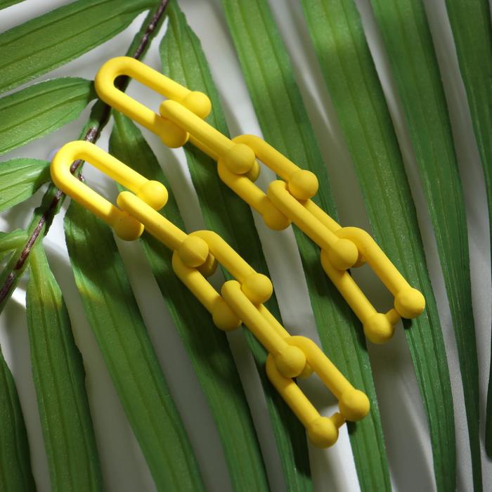 Серьги пластик "Цепь" фьюче, цвет жёлтый