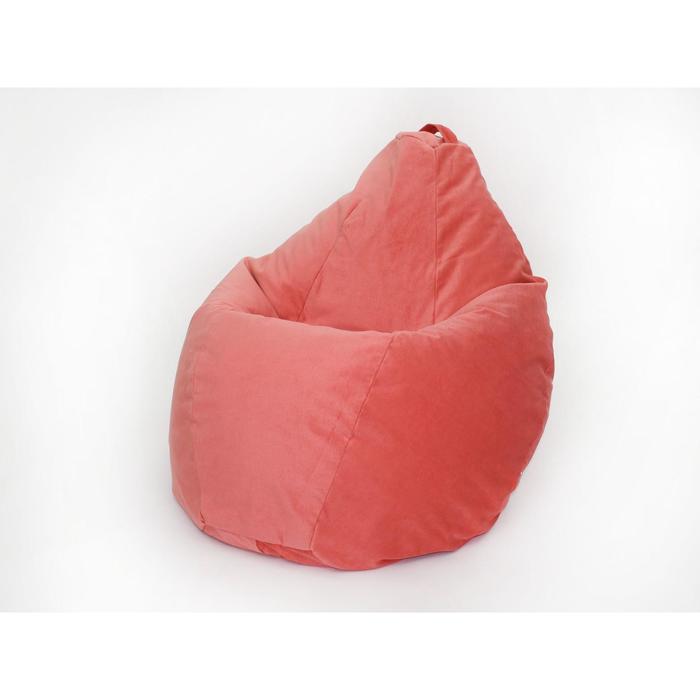 фото Кресло-мешок «груша малое», размер 90x70 см, коралловый, велюр wowpuff