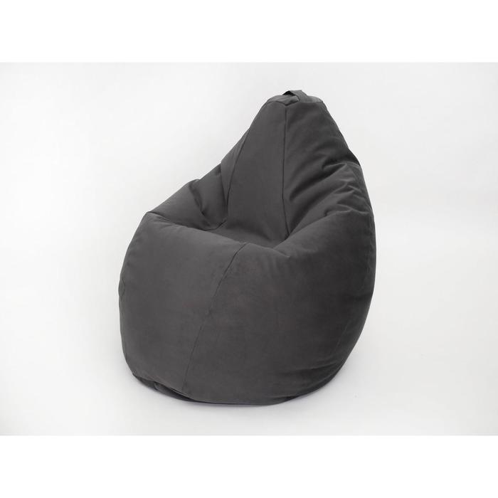 Кресло-мешок «Груша средняя», размер 120x70 см, цвет серый, велюр