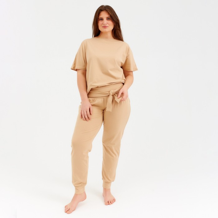 Комплект женский (футболка, брюки) MINAKU: Home comfort цвет бежевый, р-р 60 комплект женский футболка брюки minaku home comfort цвет бежевый р р 60