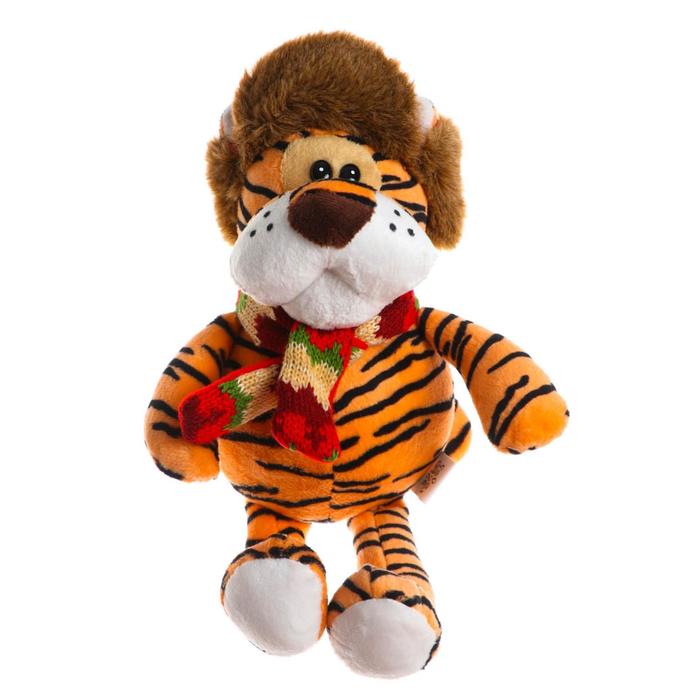 Мягкая игрушка «Тигр в зимней шапке», 18 см