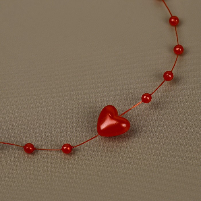 фото Бусы на леске, «сердца», 3/9 мм, 9 ± 0,5 м, цвет красный арт узор