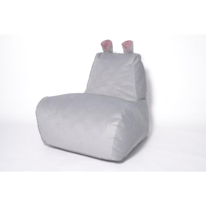 фото Кресло-мешок «бегемот», размер 80x80 см, цвет серый/розовый велюр wowpuff