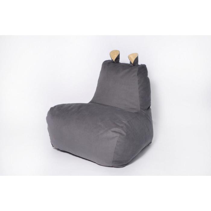 фото Кресло-мешок «бегемот», размер 80x80 см, цвет темно-серый/жёлтый велюр wowpuff