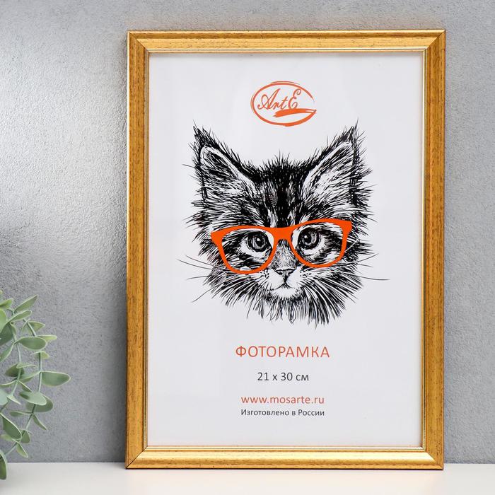 

Фоторамка пластик 21х30 см, состаренное золото (пластиковый экран)