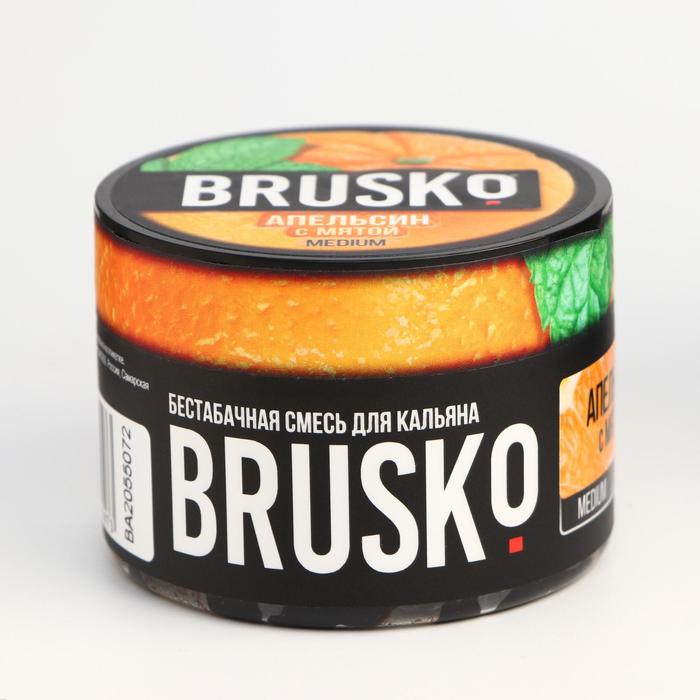Бестабачная никотиновая смесь для кальяна Brusko Апельсин с мятой, 50 г, medium бестабачная смесь brusko манго с апельсином и мятой 50 г medium