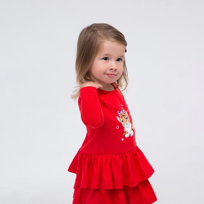 фото Платье для девочки "год тигра", цвет красный, рост 74 мануфактурная лавка