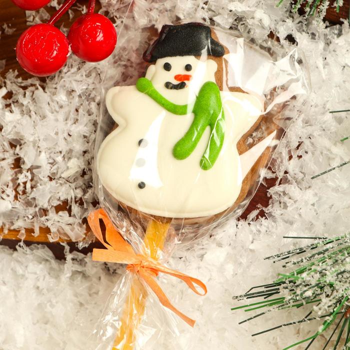 Мини печенье шоколадное «Снеговик» на палочке, 15 г