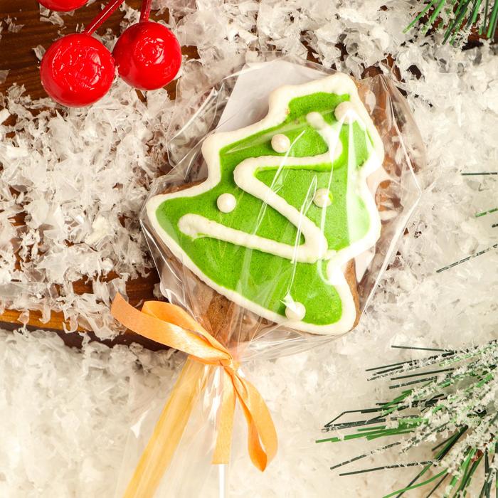 Мини-печенье шоколадное «Ёлочка» на палочке, 15 г