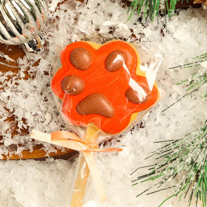 Мини-печенье на палочке «Лапка» оранжевая, 15 г