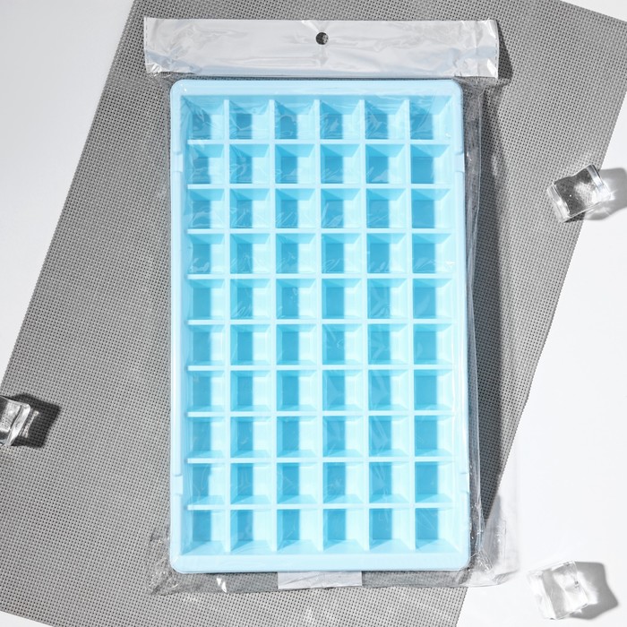 Форма для льда, 60 ячеек, 29×17,5×2 см, цвет МИКС