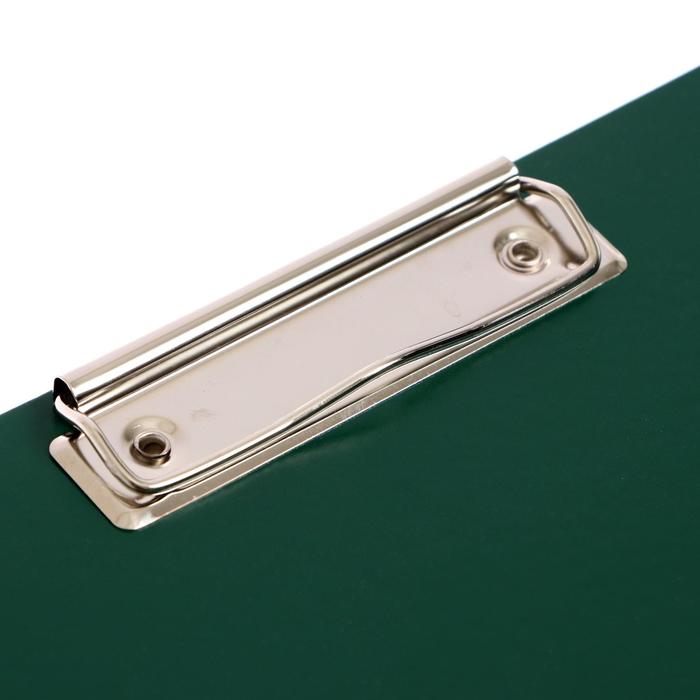 Планшет с зажимом А4, 2 мм, Calligrata прочный, картон/бумвинил, зеленый (клипборд)