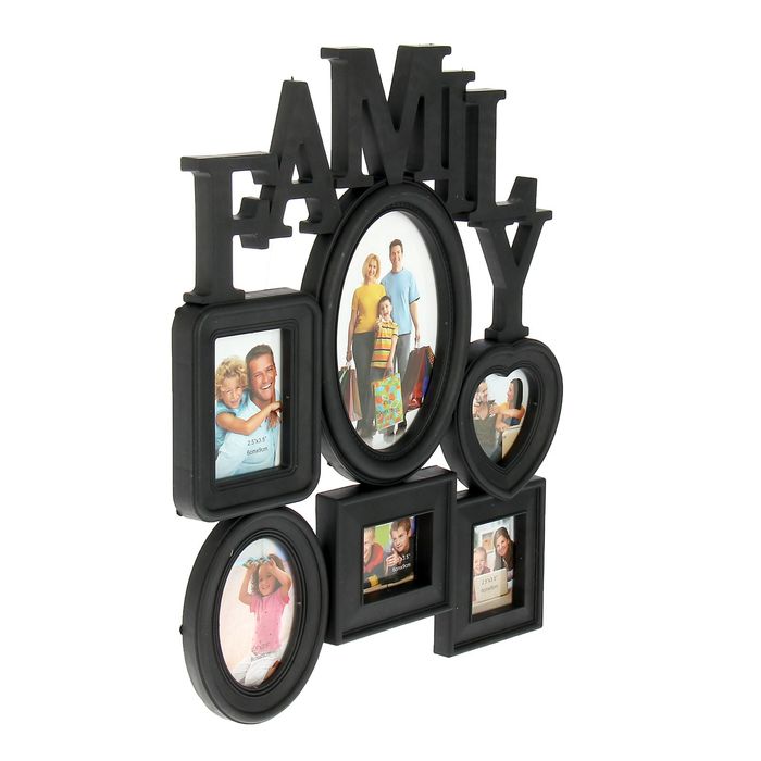 Фоторамка на 6 фото 6,5х5,5 см, 6х9 см, 10х15 см Family чёрная