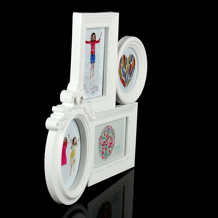 Фоторамка на 4 фото 11х11 см, 10х15 см "Стилистика" белая