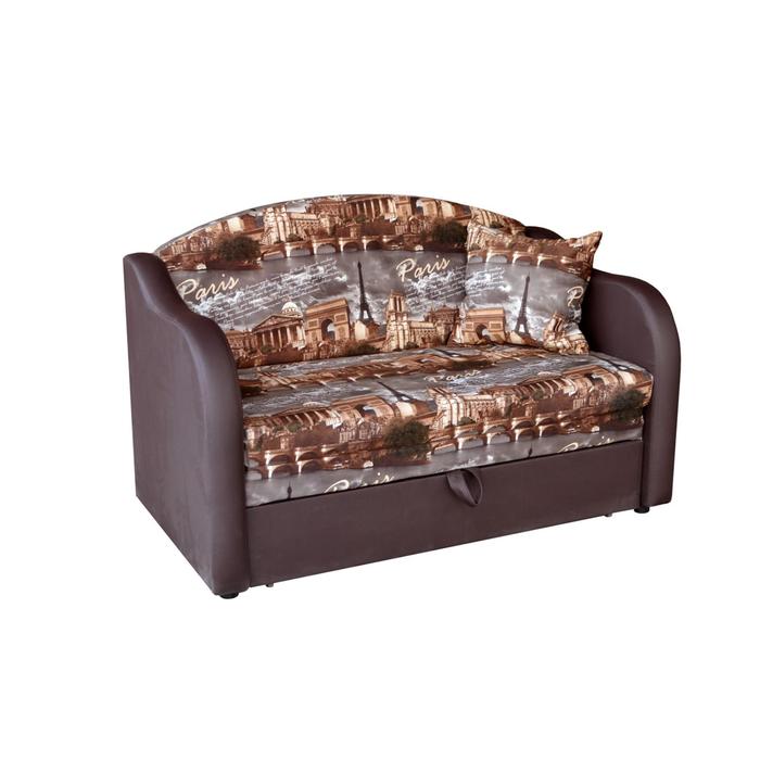Диван детский Малыш 1,2, ткань Париж Серо-коричневый/экокожа коричневая диван непал офисный коричневая экокожа