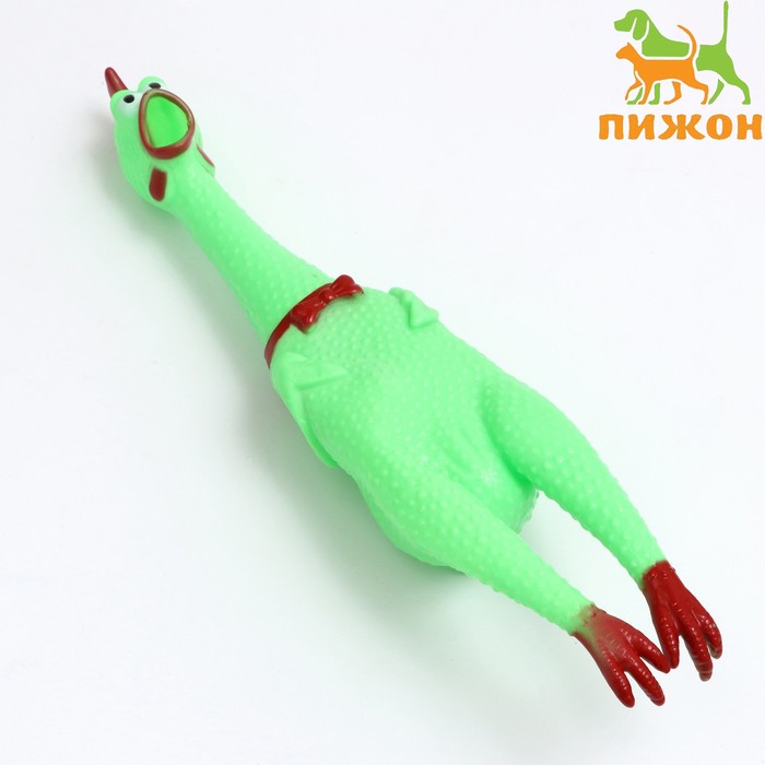 Игрушка пищащая Задумчивая курица XL для собак, 41 см, зелёная