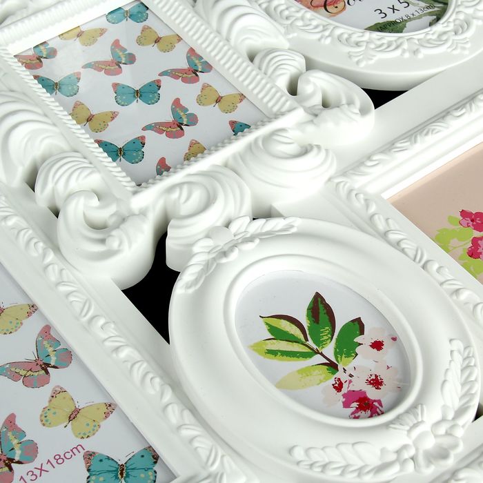 Фоторамка "Стилистика", белая, на 9 фото 9х13 см, 10х10 см, 10х15 см, 13х18 см