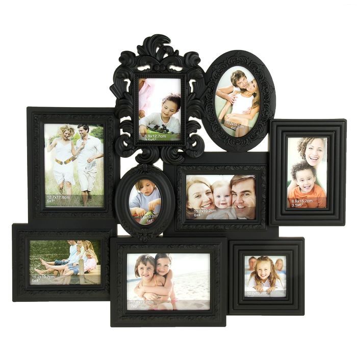 Фоторамка "Стилистика", чёрная, на 9 фото 9х13 см, 10х10 см, 10х15 см, 13х18см