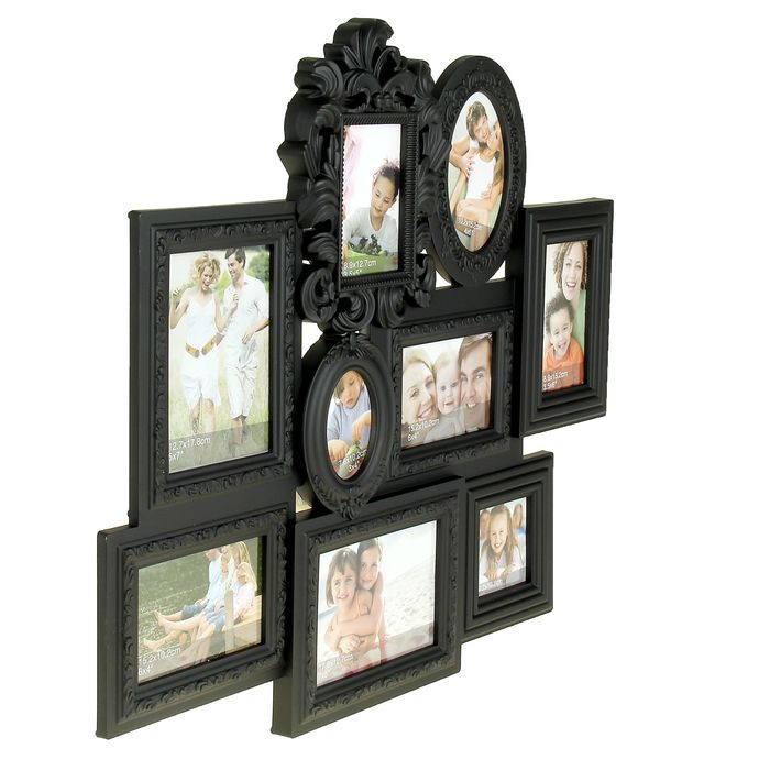 Фоторамка "Стилистика", чёрная, на 9 фото 9х13 см, 10х10 см, 10х15 см, 13х18см