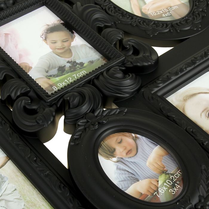 Фоторамка "Стилистика", чёрная, на 9 фото 9х13 см, 10х10 см, 10х15 см, 13х18см