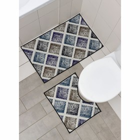 Набор ковриков для ванны и туалета Доляна «Цветное полотно», 2 шт: 50×80 см, 40×50 см
