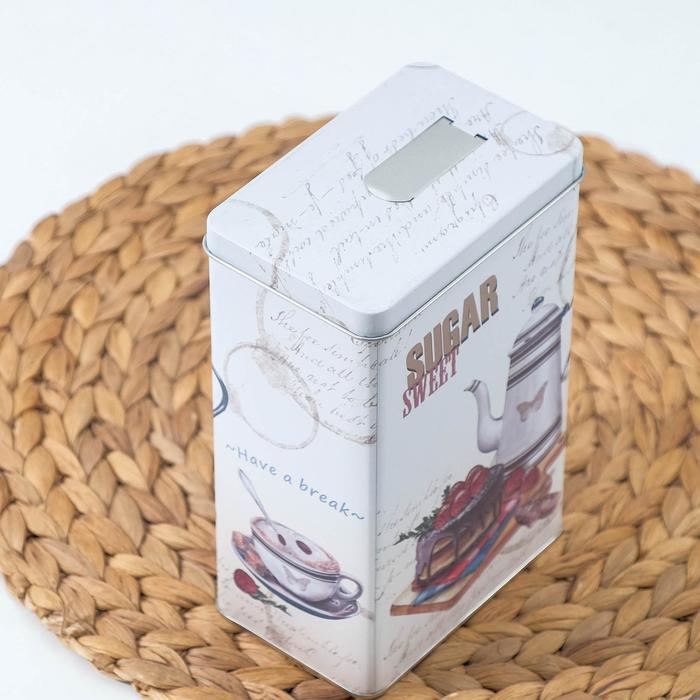 

Банка для сыпучих продуктов «Сахар», 18,5×12×8 см, с откидным носиком, цвет белый