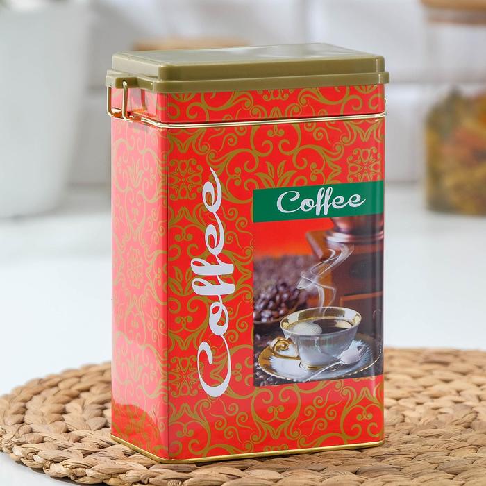 

Банка для сыпучих продуктов «Кофе узор»,12×7,8×18,5 см, с бугельным замком
