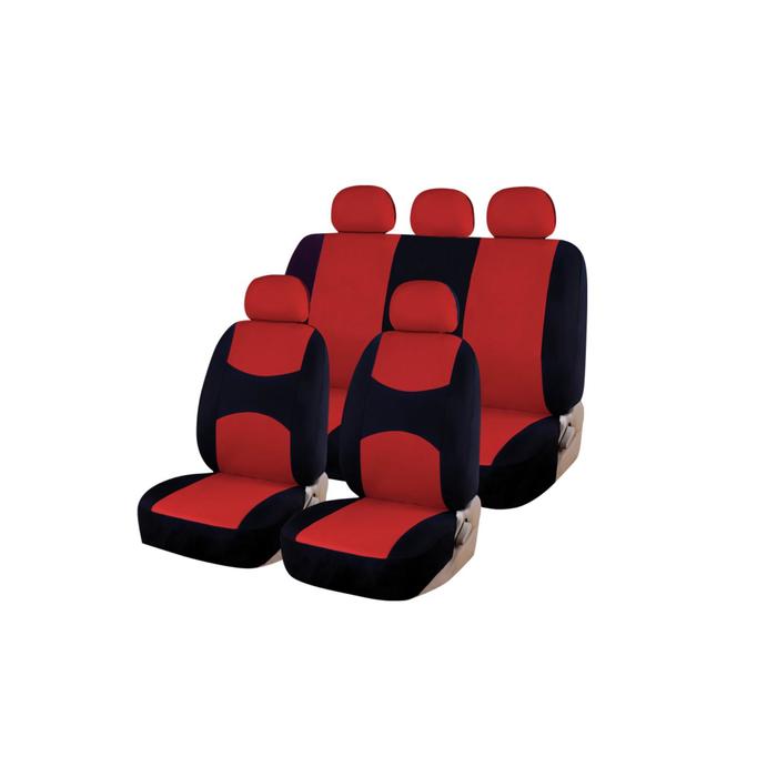 фото Чехлы универсальные на автомобильные сиденья,комплект "casual", полиэстер, черно/красные kraft