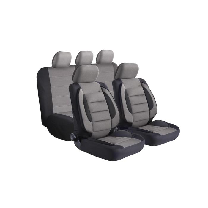 фото Чехлы универсальные на автомобильные сиденья,комплект "comfort", полиэстер, черно/серые kraft