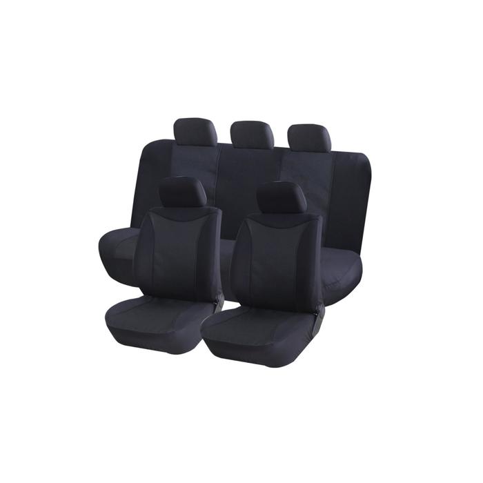 фото Чехлы универсальные на автомобильные сиденья,комплект "prestige", полиэстер/жаккард, черные 731277 kraft