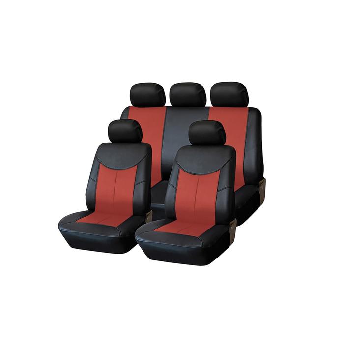фото Чехлы универсальные на автомобильные сиденья,комплект "style", экокожа, черно/красные kraft